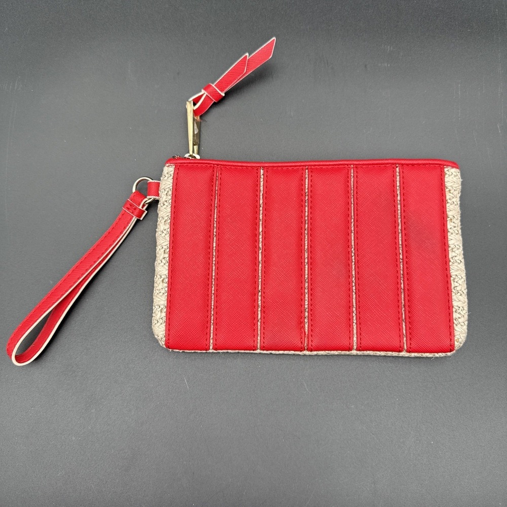 Handbag Clutch Wristlet‎  Red & Beige Simply Vera Wang Vegan Friendly
